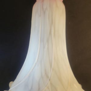 Vintage Pond Lily Favrile Glass Accent Lamp Shade - White w/Pink