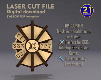 Laser Cut HP Counter: Tabletop RPG DIY Kit (Digital Download)