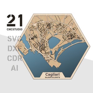 Cagliari multilayer laser cut file in cdr, svg and dxf formats