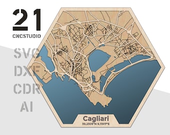 Cagliari multilayer laser cut file in cdr, svg and dxf formats