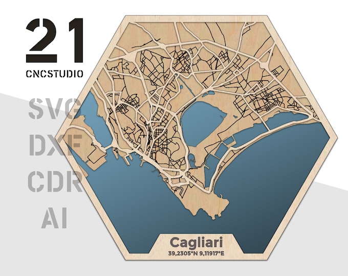 Cagliari multilayer laser cut file in cdr, svg and dxf formats