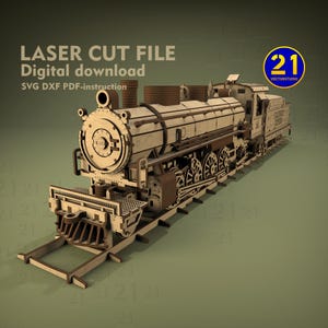 Modelo de locomotora de vapor cortado con láser / Dollywood Express No. 192 "Klondike Katie" / Descarga digital SVG DXF