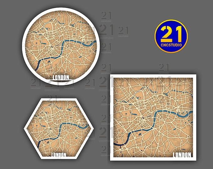 London multilayer laser cut file in cdr, svg and dxf formats