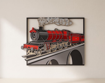 Train Wall Art Laser Cut Files: 7-Layer Locomotive Design