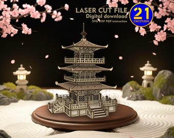 Asian Pagoda Laser Cut File: 28mm-32mm RPG Terrain (Digital Download)