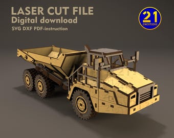 Articulated Dump Truck 3D Laser Cut File | 1:35 Construction Vehicle SVG DXF | Digital Download