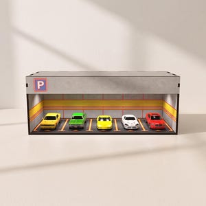 Archivos de corte láser para estacionamiento: Exhibición de autos de fundición a presión a escala 1/64