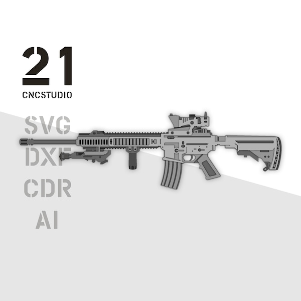 American rifle M16 layered laser cut file dxf svg cdr