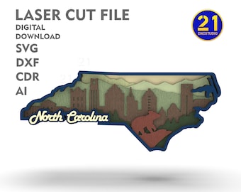 North Carolina State Vista - Multilayer Laser Cut File svg dxf ai eps cdr