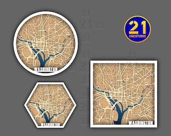 Washington multilayer laser cut file in cdr, svg and dxf formats