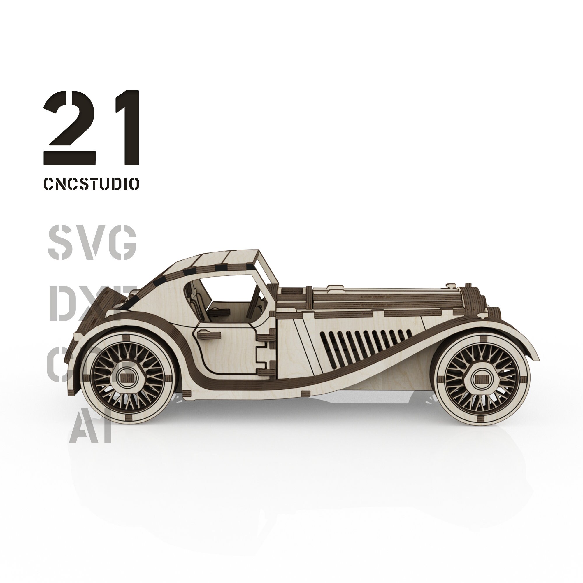 Car Drawing Cd R Roadster Car Laser Cut File Dxf Svg Ai and Cdr 3d Puzzle - Etsy Canada