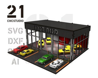 Сar showroom 1/64 LASER CUT FILE, dxf, svg, cdr, ai