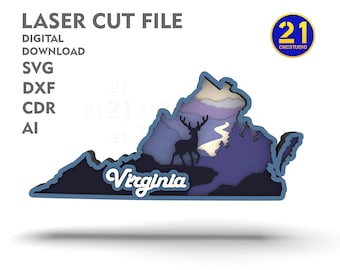 Virginia State Vignette - Laser Cut Multilayer File svg dxf ai eps cdr