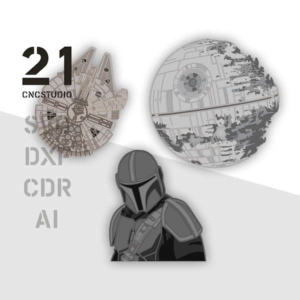 Set SW Das ist übrigens der Stern | mehrschichtige 2d dxf, svg, ai, cdr Laserschnittdatei