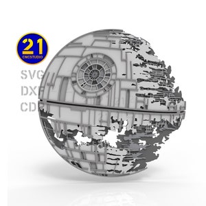 Death Star 5 lagen 2.5d dxf, svg, ai, cdr lasergesneden bestand