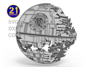 Death Star 5 layers 2.5d dxf, svg, ai, cdr laser cut file