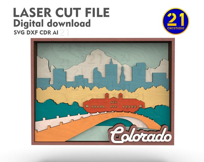 Colorado 9-Layer SVG Laser Cut File | Multilayer 3D State Map | Digital Download