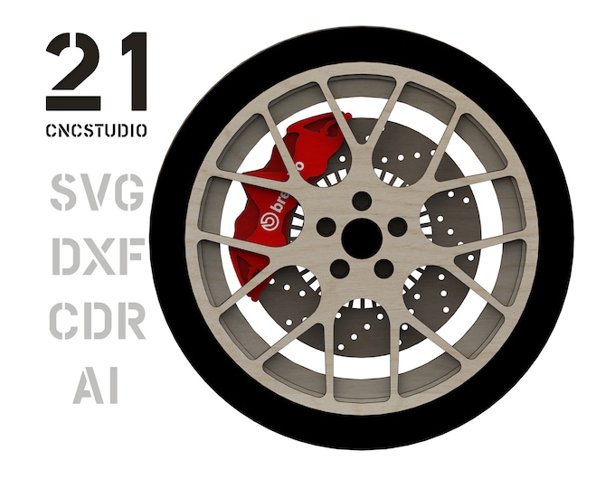 Sport wheel rims | 5 layers 2.5d | dxf, svg, ai, cdr laser cut file