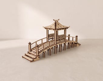 Asian Bridge Laser Cut Files: Pagoda Terrain for 28–32 mm Miniatures