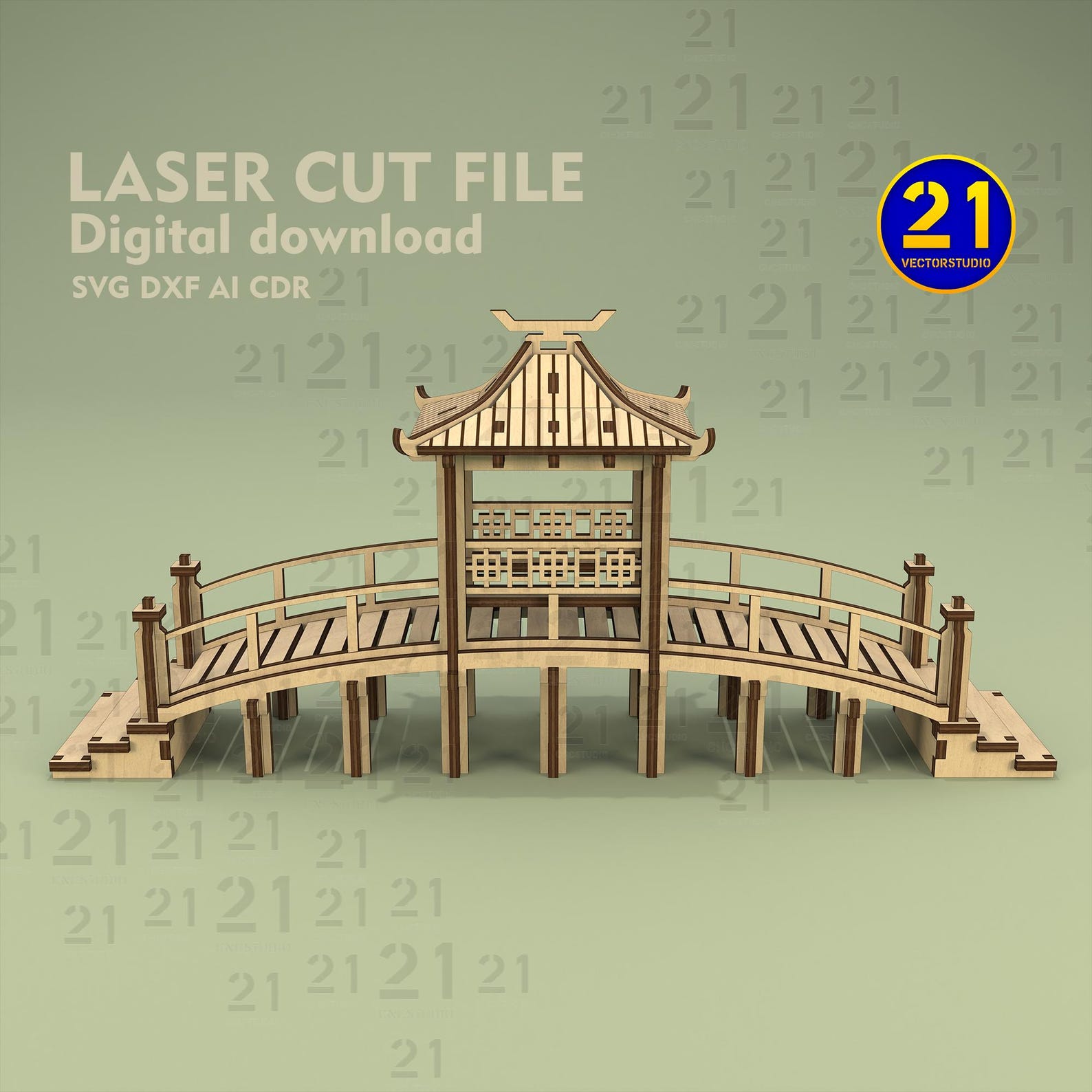 Asian Bridge Pagoda Laser Cut File: Tabletop RPG Terrain (digital ...