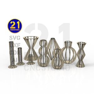Decoratieve vazen lasergesneden bestand, dxf, svg, ai en cdr, 3d