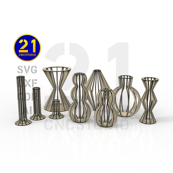 Decorative vases laser cut file, dxf, svg, ai and cdr, 3d
