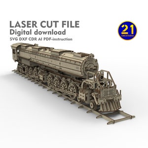 Union Pacific Big Boy Steam Locomotive file dxf, svg, ai and cdr 3d puzzle file for laser cut