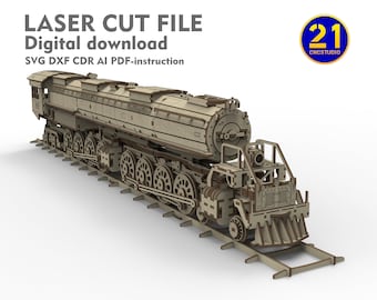 Union Pacific Big Boy Steam Locomotive 1/32 file dxf, svg, ai and cdr 3d puzzle file for laser cut
