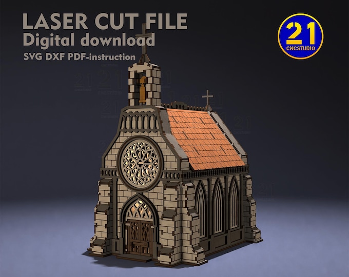 Gothic Church Model | Laser Cut File | Digital Download | For 28mm & 32mm Tabletop Games