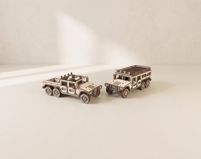 SUV H1 6x6 Laser Cut Files: Pickup and Wagon, 1/24 Scale