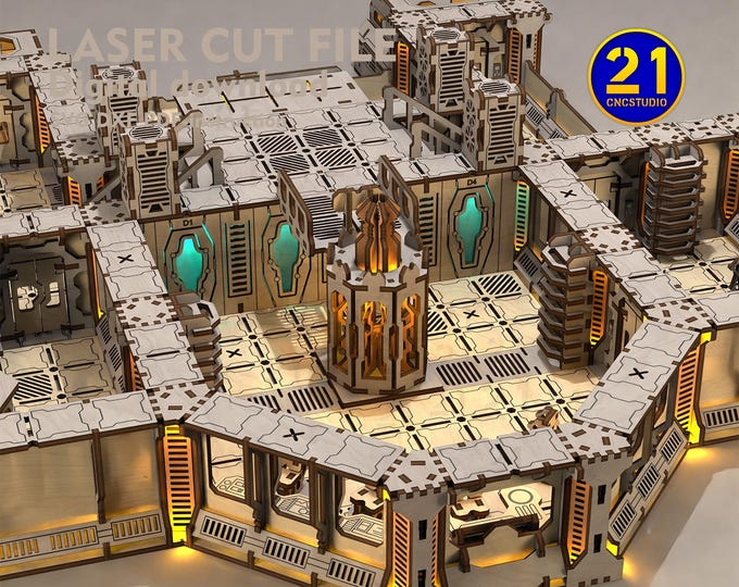 Modular Space Station for Tabletop Games – Laser Cut Files for DIY Sci-Fi RPG Terrain - 3mm plywood Modular Terrain