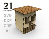 Birdhouse v2 laser cut file, dxf, svg, ai and cdr, wooden constructor