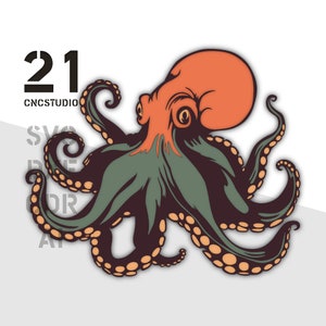 Octopus multilayer 2d dxf, svg, ai, cdr laser cut file