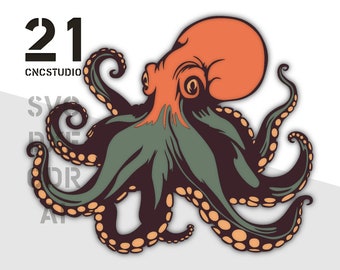 Octopus multilayer 2d dxf, svg, ai, cdr laser cut file