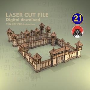 Samurai Fortress Laser Cut File: 28mm Modular Terrain (SVG DXF Digital Download)
