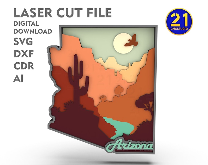 Arizona State Vignette - Laser Cut Multilayer File svg dxf ai eps cdr