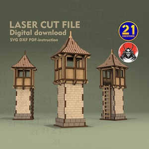 Asian Watchtower Laser Cut File: Samurai Village Terrain (SVG DXF Digital Download)