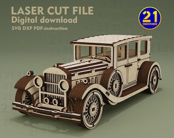 Classic Car Laser Cut File | Vintage Wooden Model | Digital Download SVG DXF