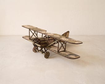 Vintage Biplane Laser Cut Files: Wooden Airplane Model, SVG DXF