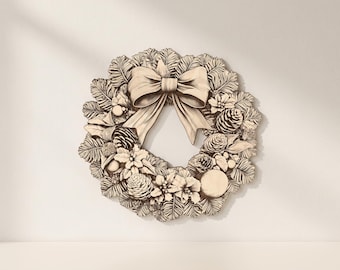 Christmas Wreath Laser Engraving Files: PNG Image and SVG Outline