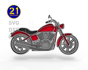 Multilayer motorcycle v2, laser cut file in svg, dxf, ai, cdr, 4 layers