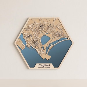 Cagliari Honeycomb Map Laser Cut Files: 3-Layer Street Map