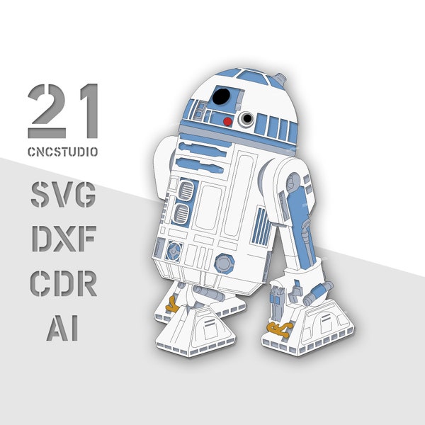 Robot layered cdr and dxf vector file for laser cutting