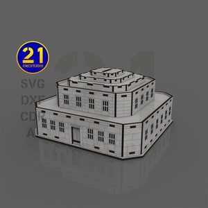 Archivo cortado con láser de la alcancía de Fort Knox: Rompecabezas de madera 3D (descarga digital)