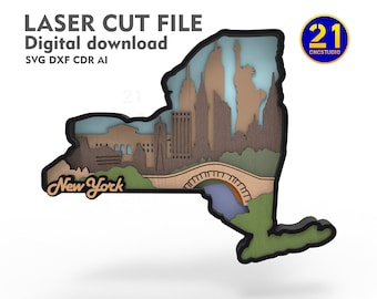 New York State Vignette - Laser Cut Multilayer File svg dxf ai eps cdr