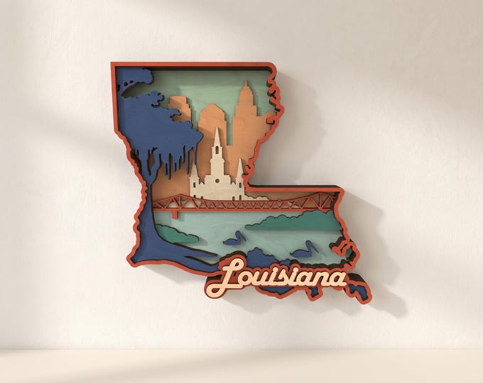 Louisiana Laser Cut Files: 7-Layer State Map
