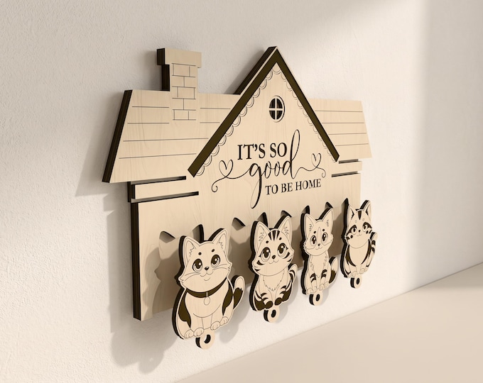 Cat Key Holder Laser Cut Files: It's So Good to Be Home