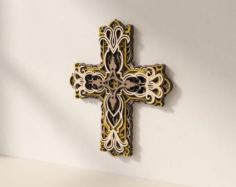 Cross Laser Cut Files: 6-Layer Religious Wall Art
