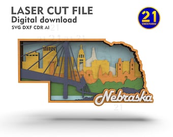 Nebraska 7-Layer SVG Laser Cut File | Multilayer 3D State Vignette | Digital Download