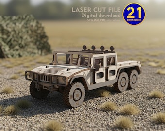 SUV H1 Pickup 6x6 1/24 Model | Laser Cut File SVG DXF | Digital Download